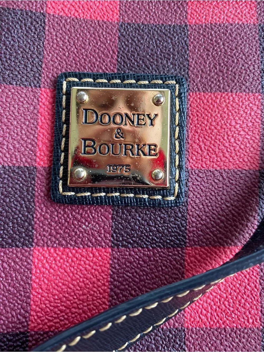 Dooney & Bourke Pink and Black Buffalo Check Tote with Matching Wallet